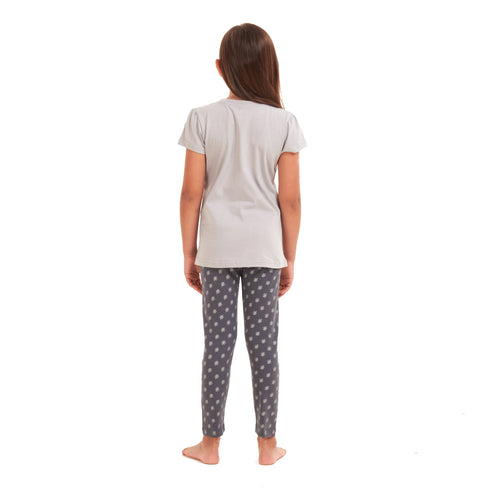 Girls summer pajama set Seal t-shirt + Dark grey leggings